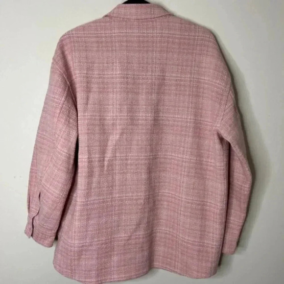 BABATON Aritzia Shacket Joan Shirt Jacket Oversized Linen Tweed Pink Plaid 2 - Picture 13 of 16